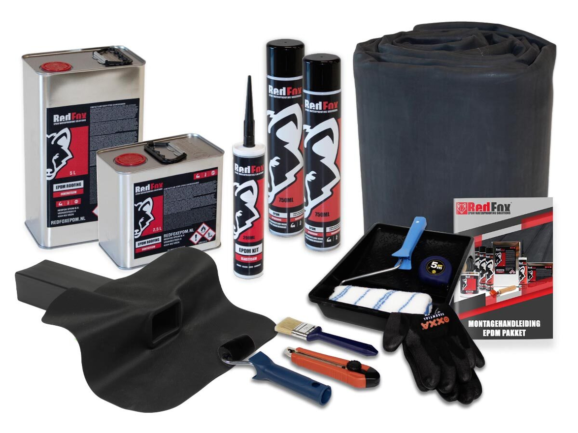 redfox® epdm compleet pakket 4,58 x 7m | contactlijm | stadsuitloop redfox® epdm compleet pakket 4,58 x 7m | contactlijm | stadsuitloop